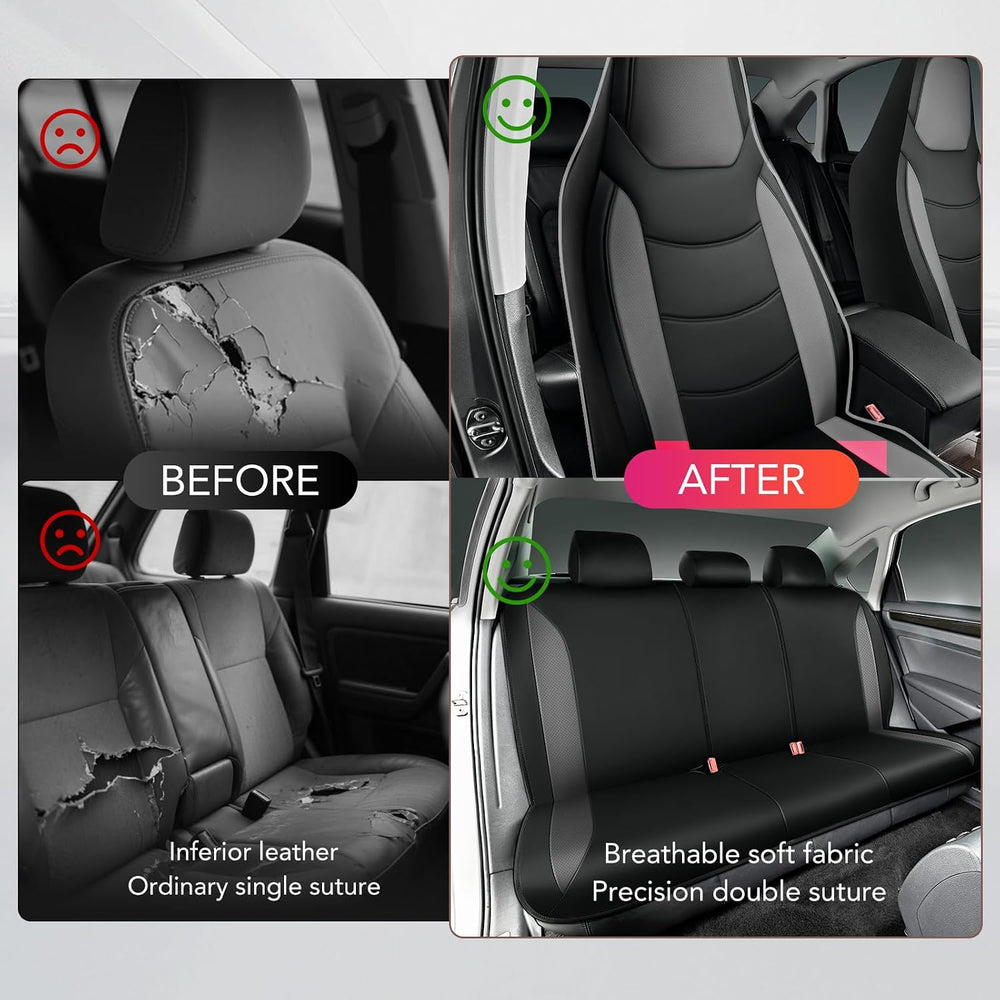 Road Comforts Car Seat Covers Full Set, Premium Leather Seat Covers for Most ...