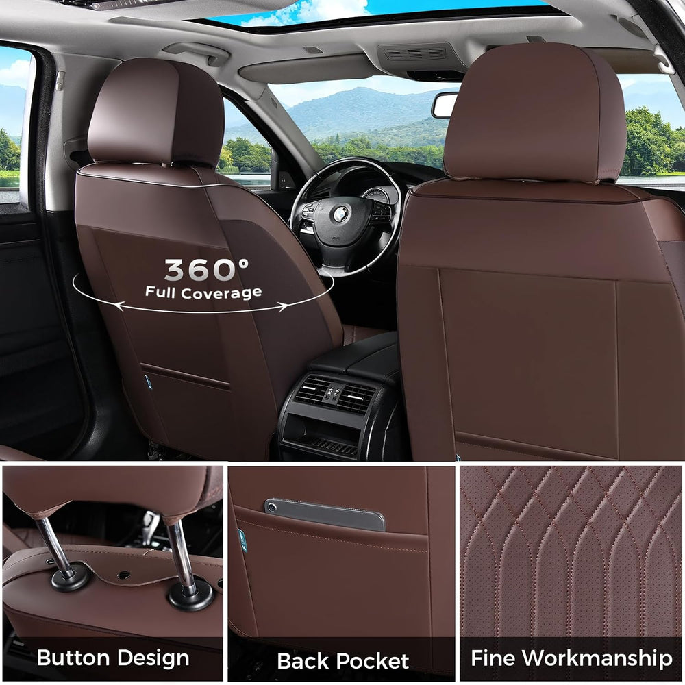 Front Car Seat Covers, Leather Seat Covers for Cars, Car Seat Protector Water...