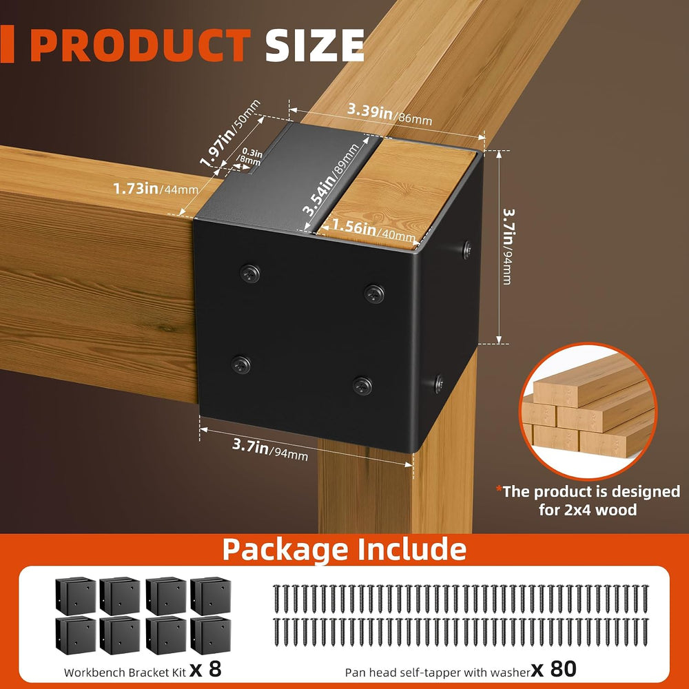 Workbench Bracket Kits - Workbench and Shelving Hardware Kit - Heavy Duty Ste...
