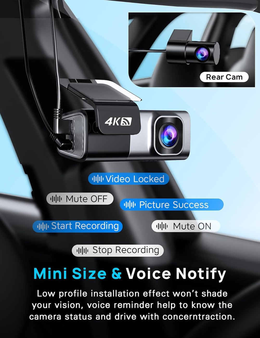 Navycrest 4K Dash Cam Front and Rear, Built-in 5G WiFi, Dash Camera for Cars ...