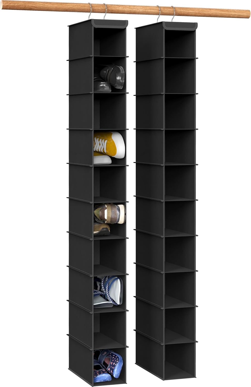 Simple Houseware 2 Pack 10 Shelves Hanging Shoe Organizer, Black
