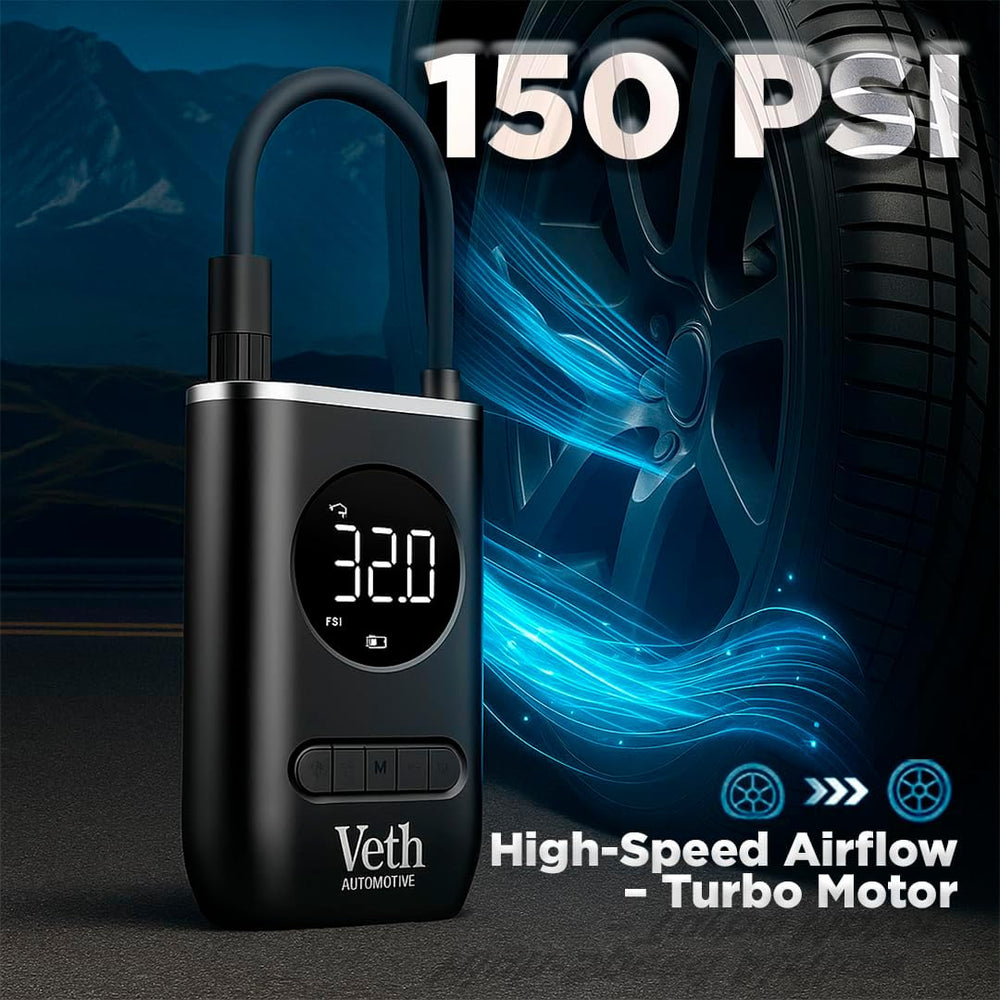 VT03 Portable Tire Inflator, 150 PSI Cordless Air Pump