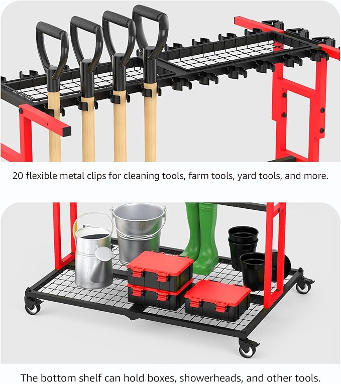 CCCEI Garage Organization with Wheels, Outdoor Gargen Yard Shed Tools Organizer