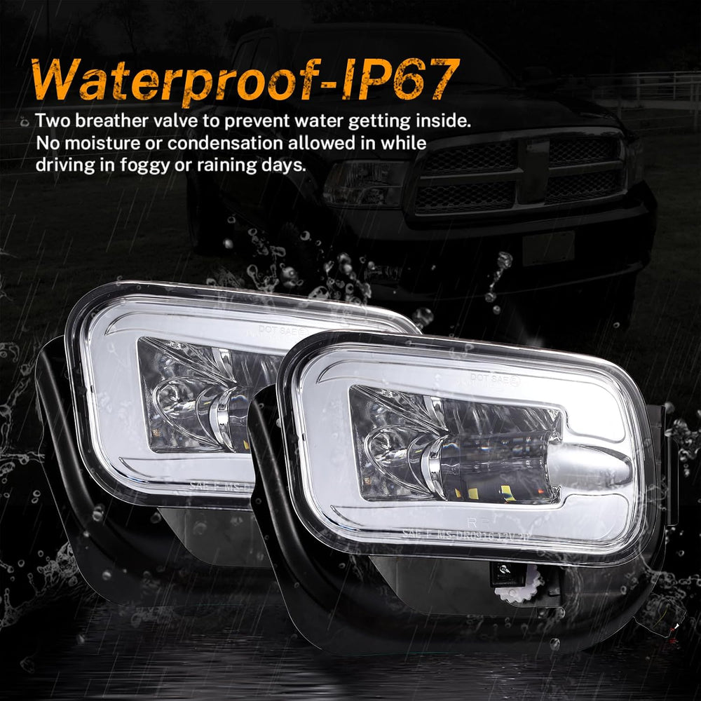 BICYACO DOT LED Fog Light for Dodge Ram 1500 2500 3500 2009-2018, Silver