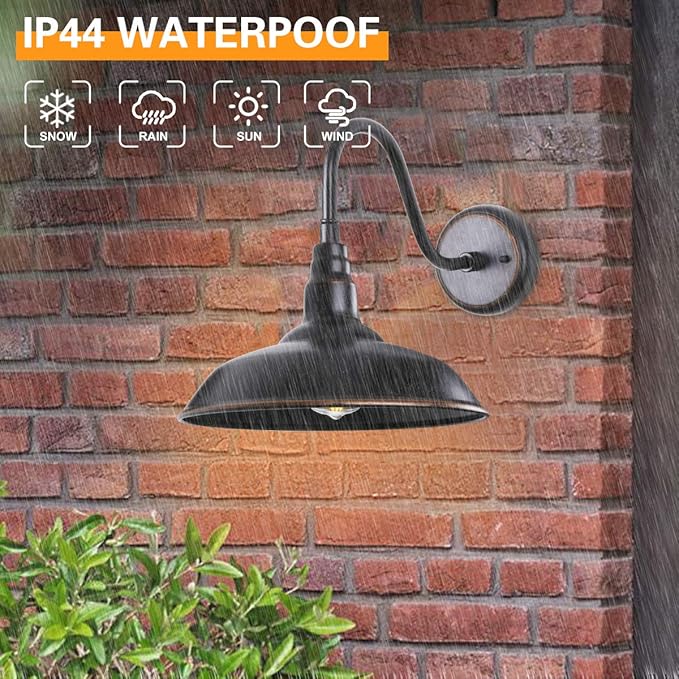 Gooseneck Outdoor Light Fixture, Bronze Porch Lighting, Gooseneck Wall Sconce