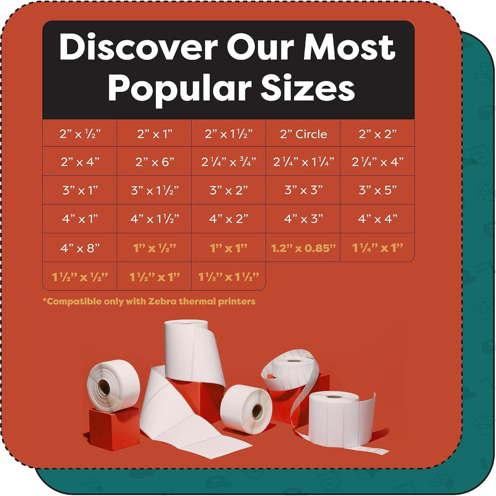 2" X 8" Direct Thermal Labels (2500 Count, 10 Rolls) - Long