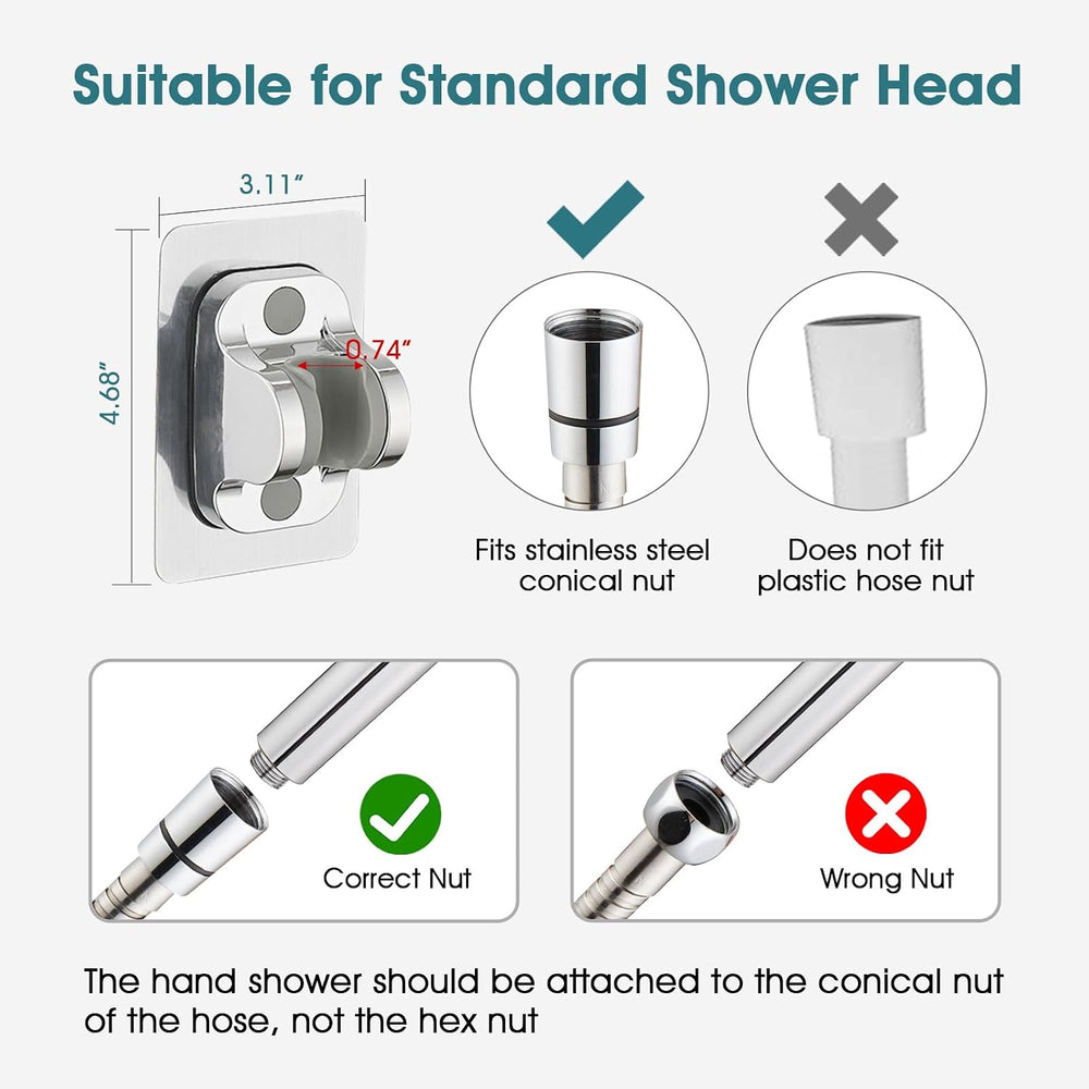 PDPBath Brass Shower Arm Diverter with Adhesive Handheld Holder for Easy Reac...