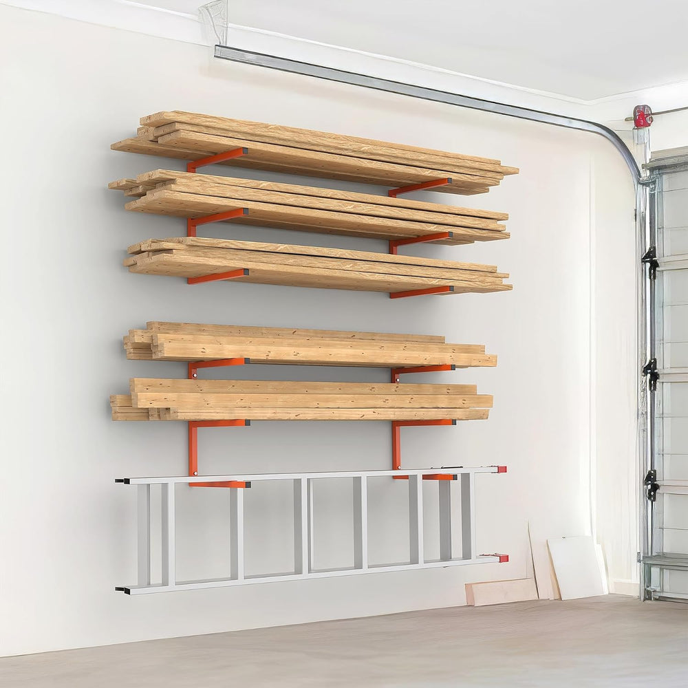 WALMANN Garage Wall Mounted Lumber Storage Rack, Overhead Lumber Racks