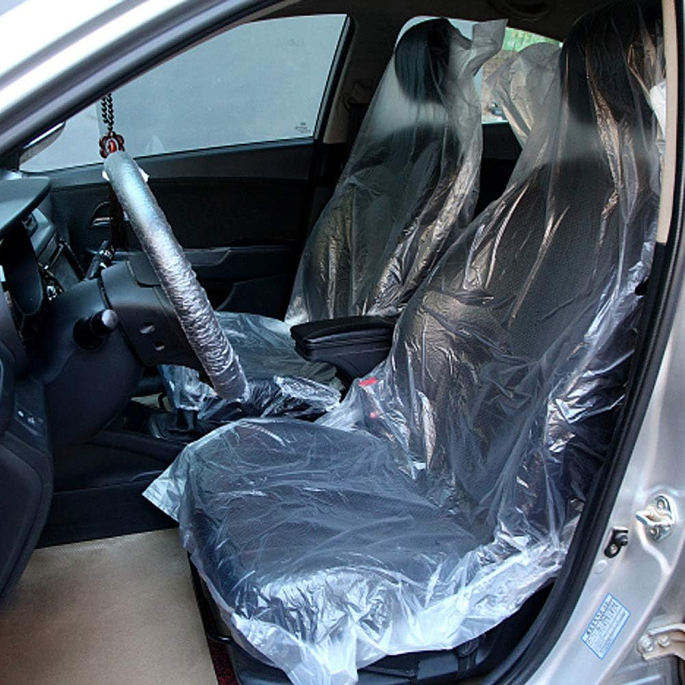 ICWEIMEI 100PCS Disposable Car Seat Covers Plastic Seat Covers for Cars Unive...