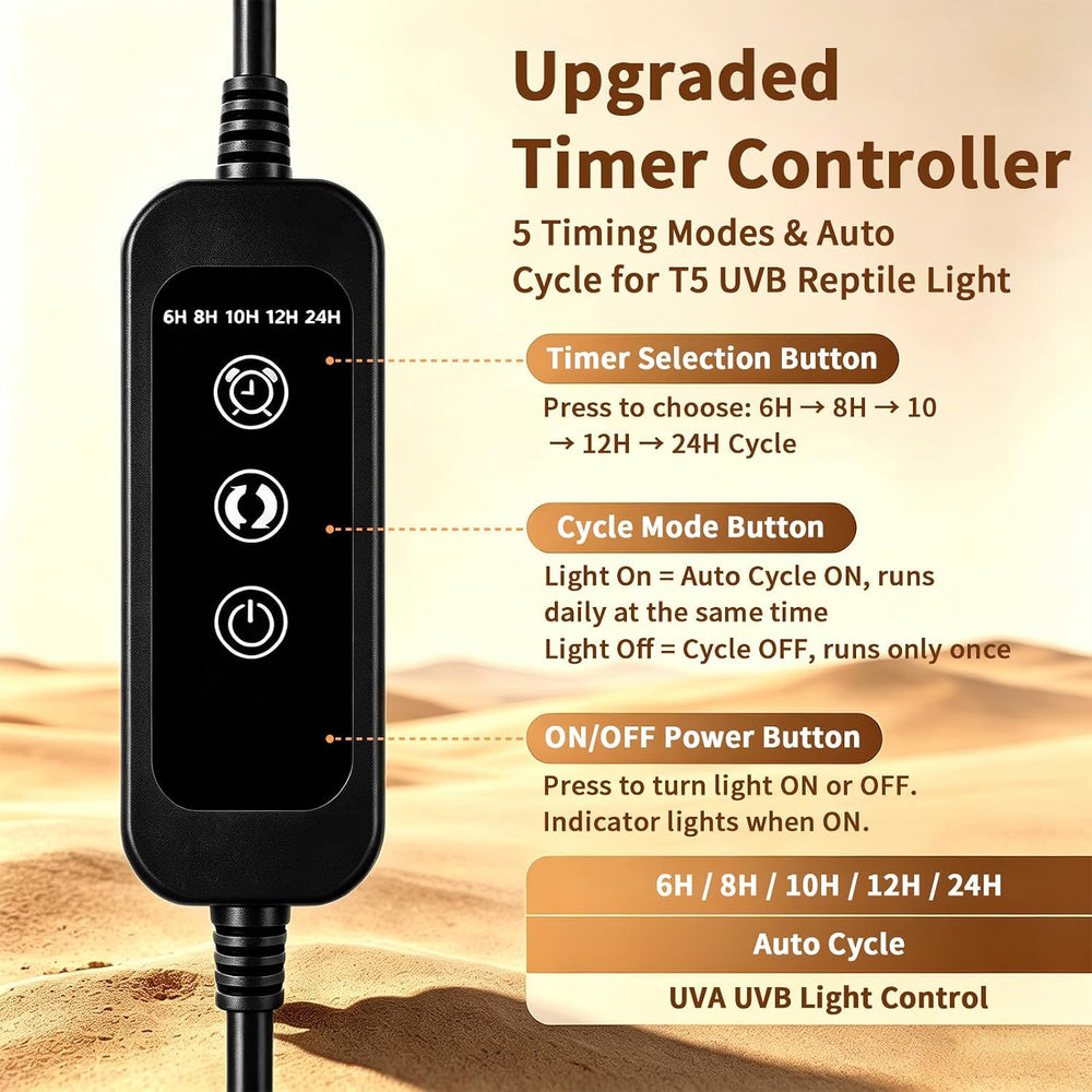 T5 10.0 UVB Reptile Light Fixture Combo Kit with Upgraded Timer Controller, 5...