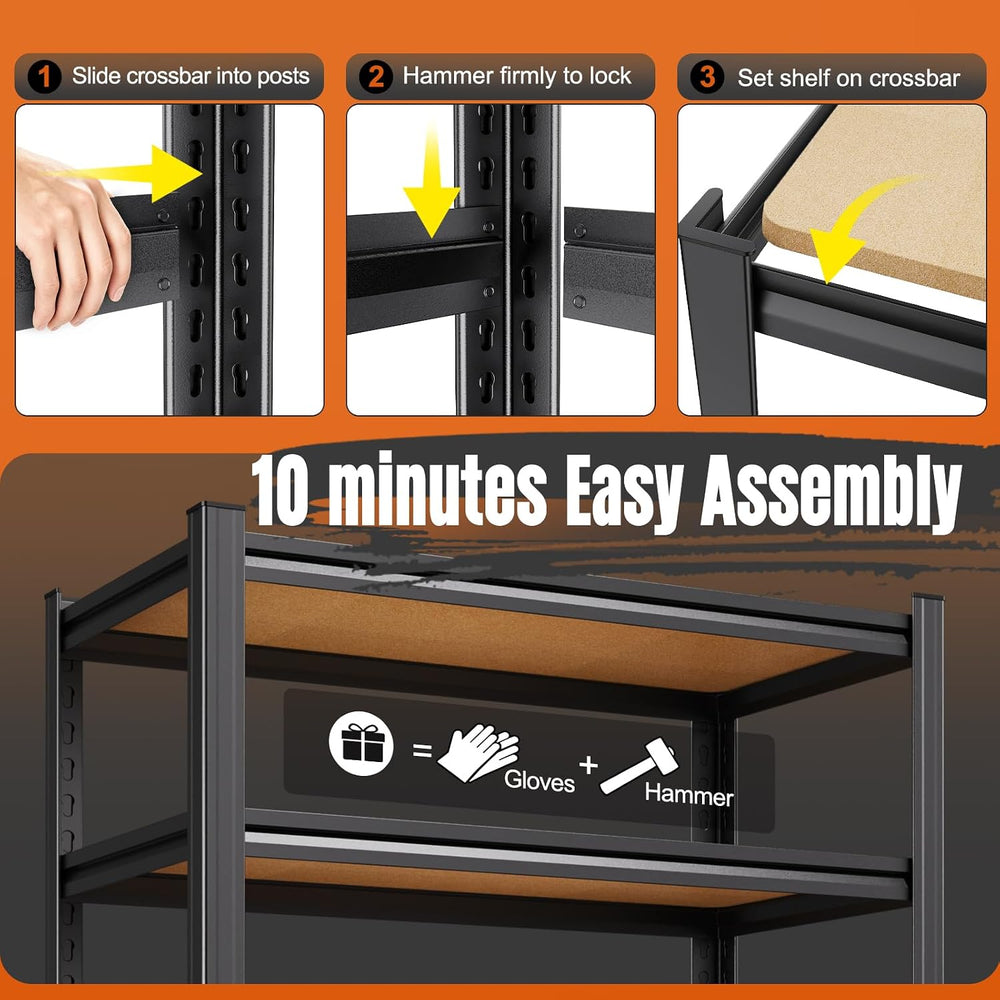Garage Shelving Heavy Duty Storage Shelves, Metal Adjustable Shelving Unit, U...
