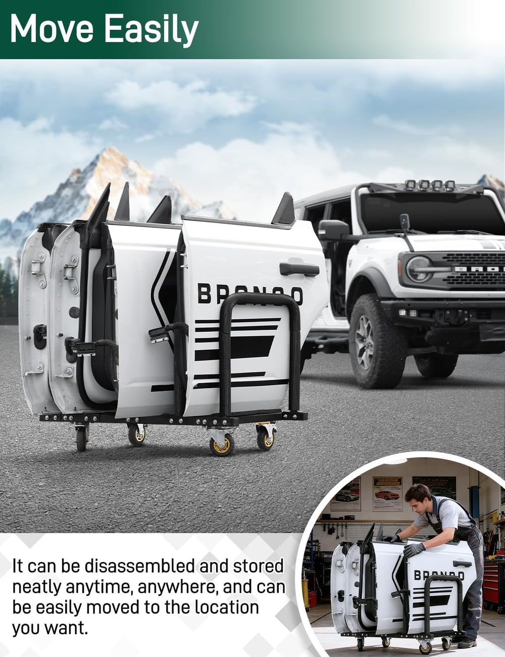 JROAD Upgrade Door Hanger Storage Rack Bracket Holder for 2007-2026 Jeep Wran...
