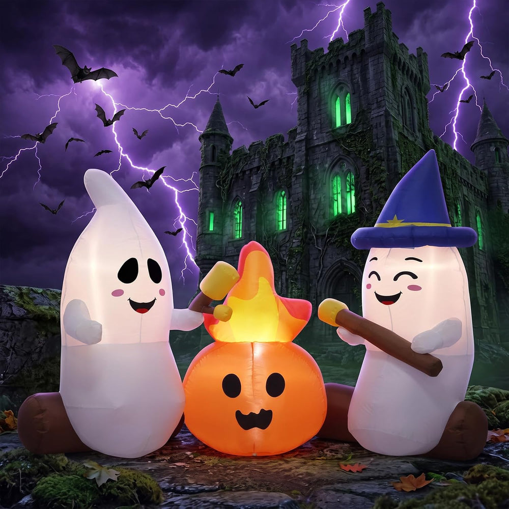 6FT Halloween Inflatables Ghosts Outdoor Cute Blow ups Yard Decorations for G...