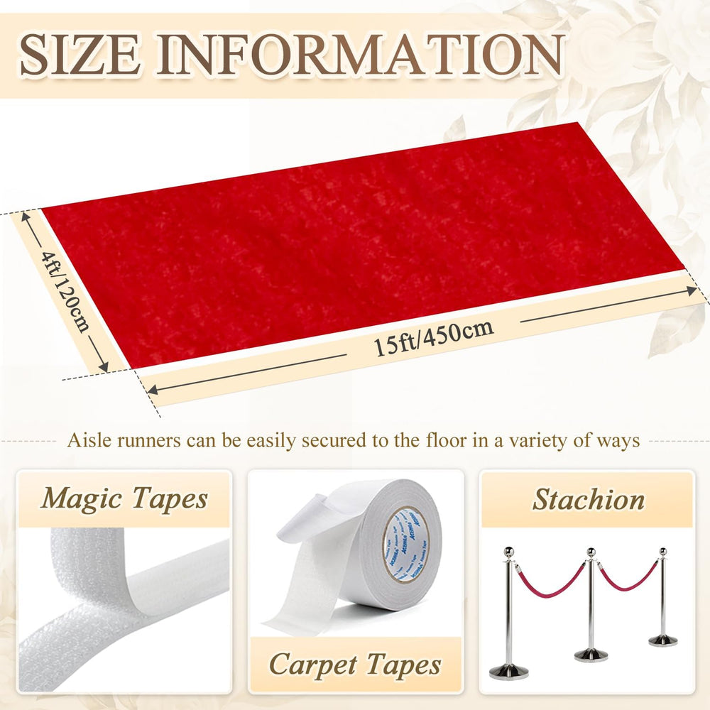 Red Carpet Runner for Party Wedding Aisle Decorations 4FTx15FT Aisle Runners ...