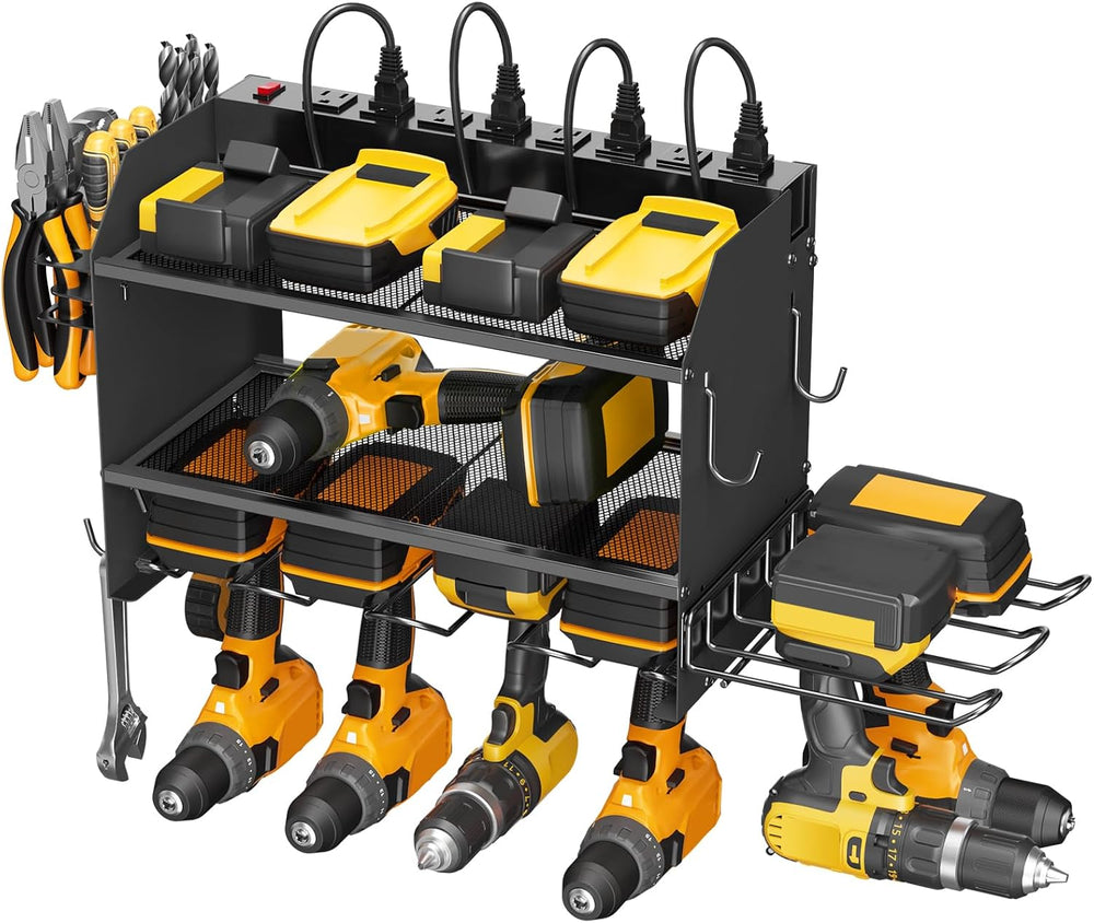 CCCEI Modular Power Tool Organizer Wall Mount Charging Station, Black 6 Drill...