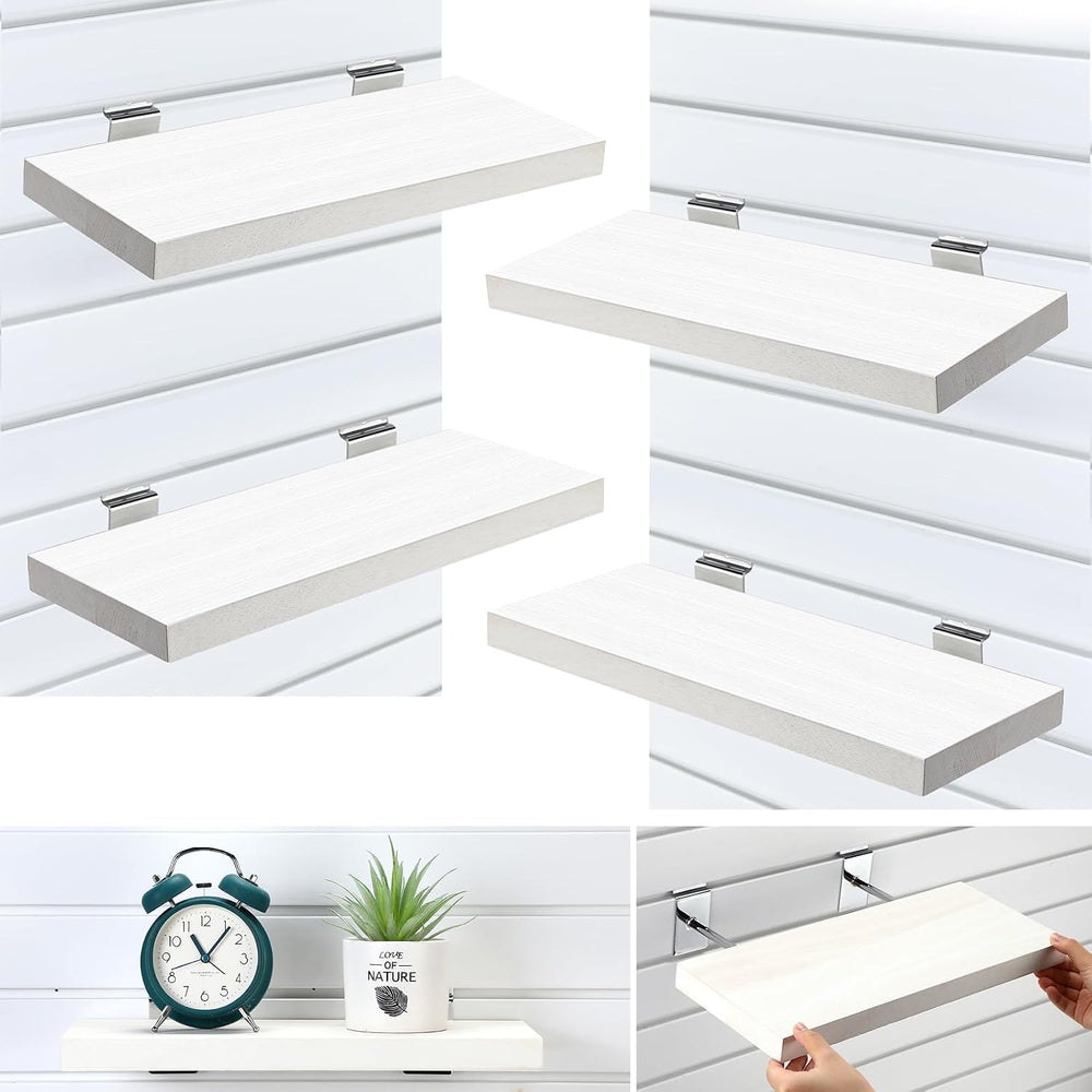 4 Pack Wooden Slatwall Shelf, 16.1" D x 6.7" W x 1.1" H Slatwa...