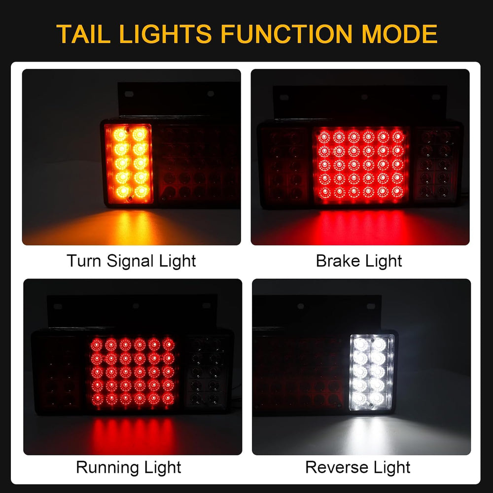 2PCS Trailer Tail Light Kit 50 LED Truck Running Brake Turn Signals Reverse L...