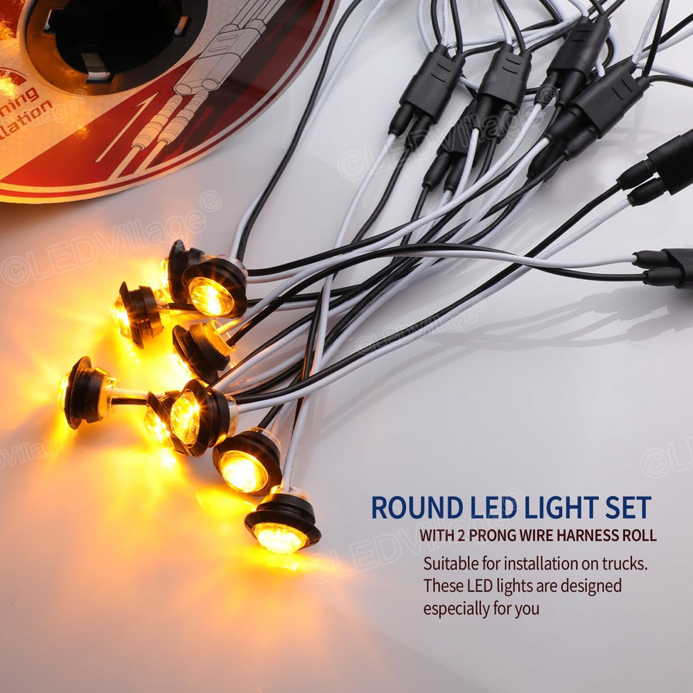 100 Pcs 3/4 Inch Side Marker Smoked Lens Amber Light with Connector and 2 Pro...