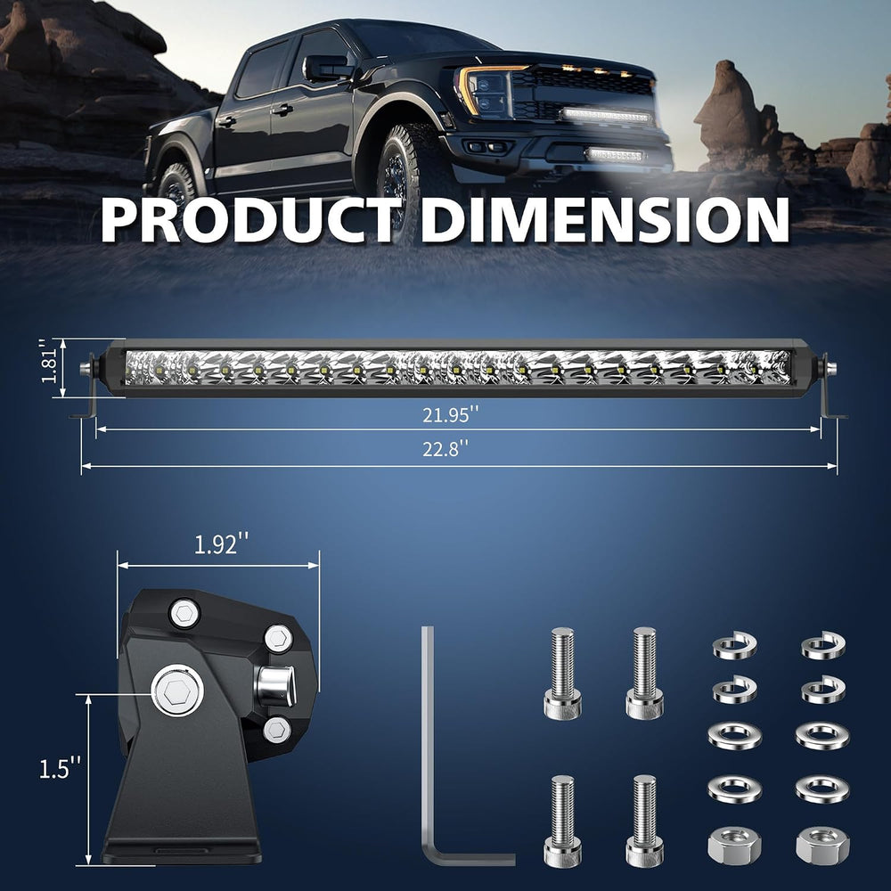 4WDKING Slim LED Light Bar 22 Inch Spot Flood Beam for Cars Trucks ATV UTV