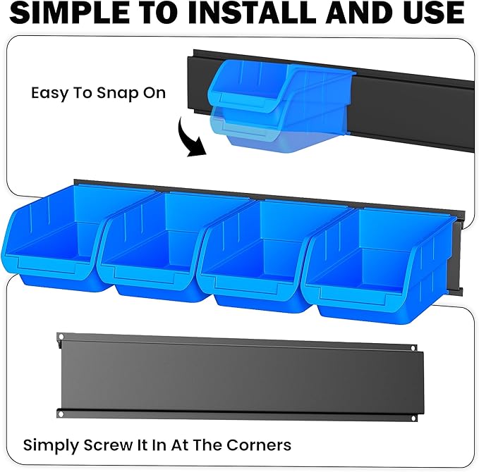 Ultrawall Wall Mounted Storage Bins, Plastic Hanging Storage Organizer Bins