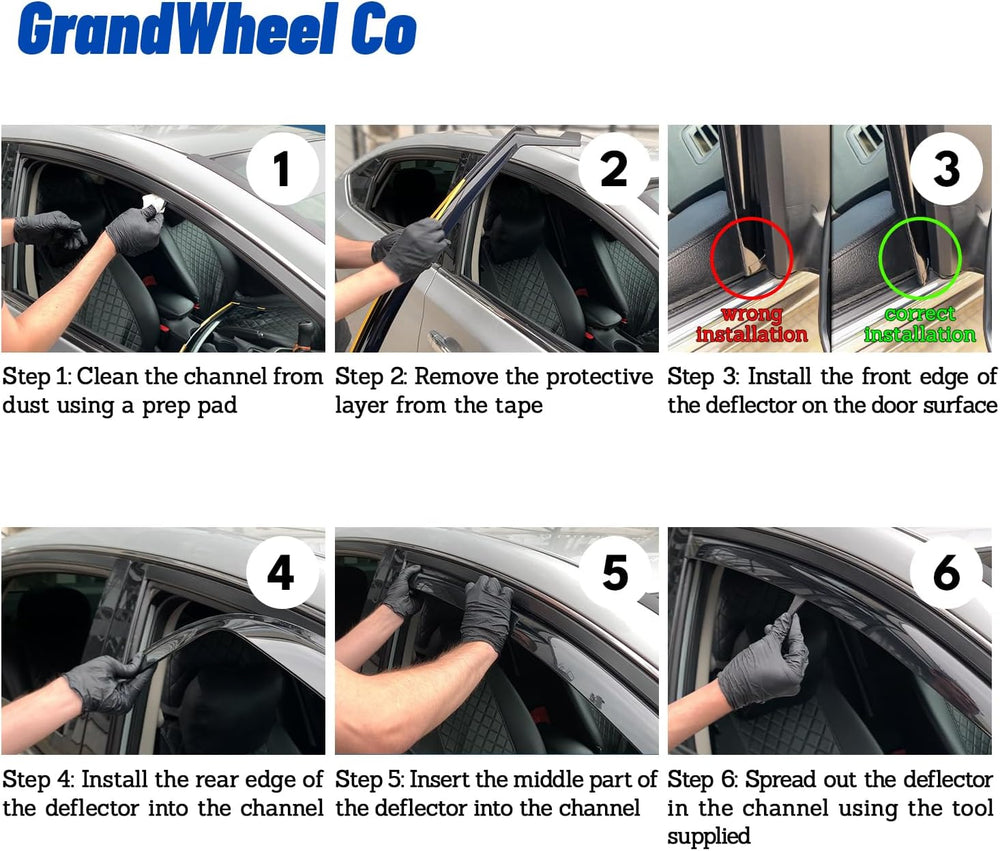 Window Deflectors Smoke Tinted In-Channel Side Window Vent Visor Deflectors R...