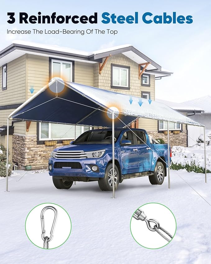 Quictent 10x20 ft Heavy Duty Car Canopy Galvanized Frame Carport Outdoor Party