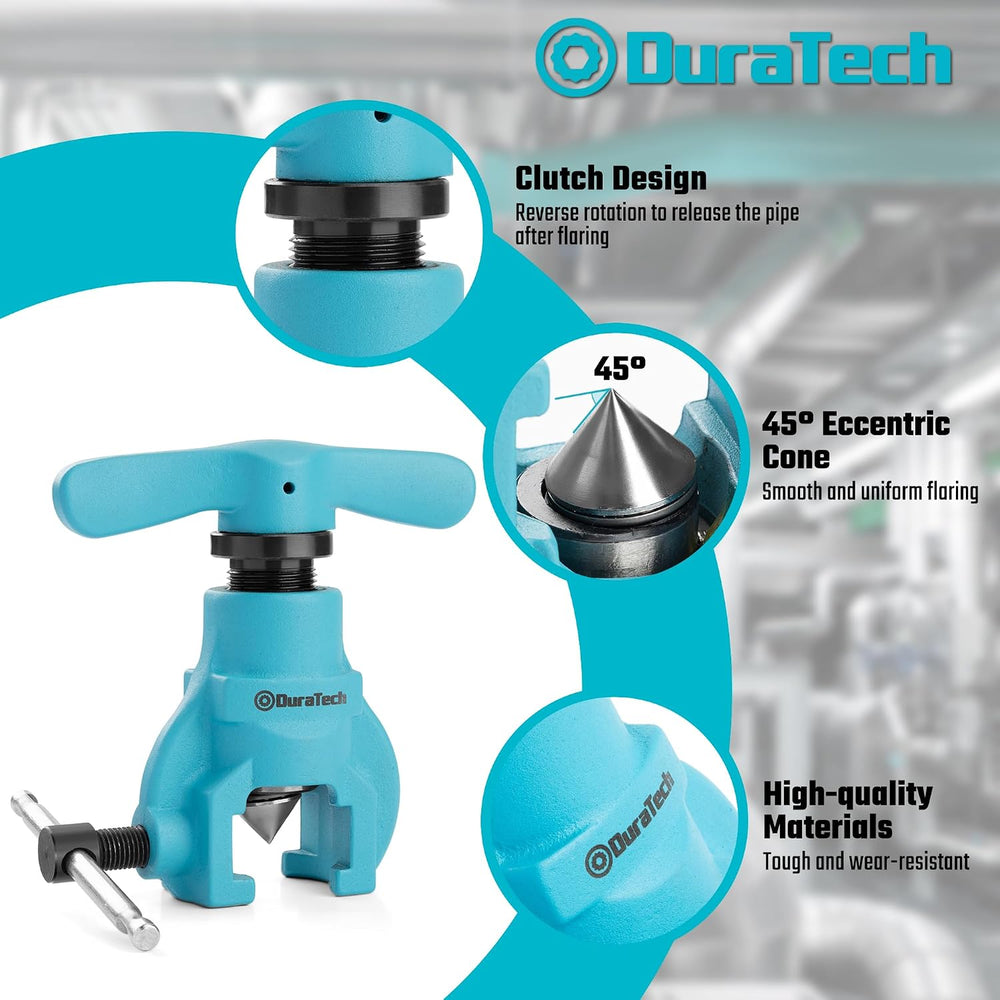 DURATECH Tubing Flaring Tool Kit, 45° Eccentric Cone with Clutch