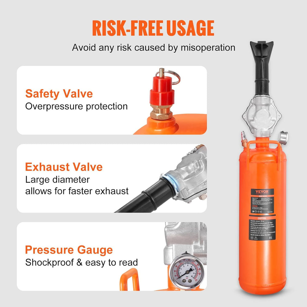 VEVOR Tire Seater, 2.1 Gal/8 L Air Tire Blaster, 120 PSI Handheld, Portable T...