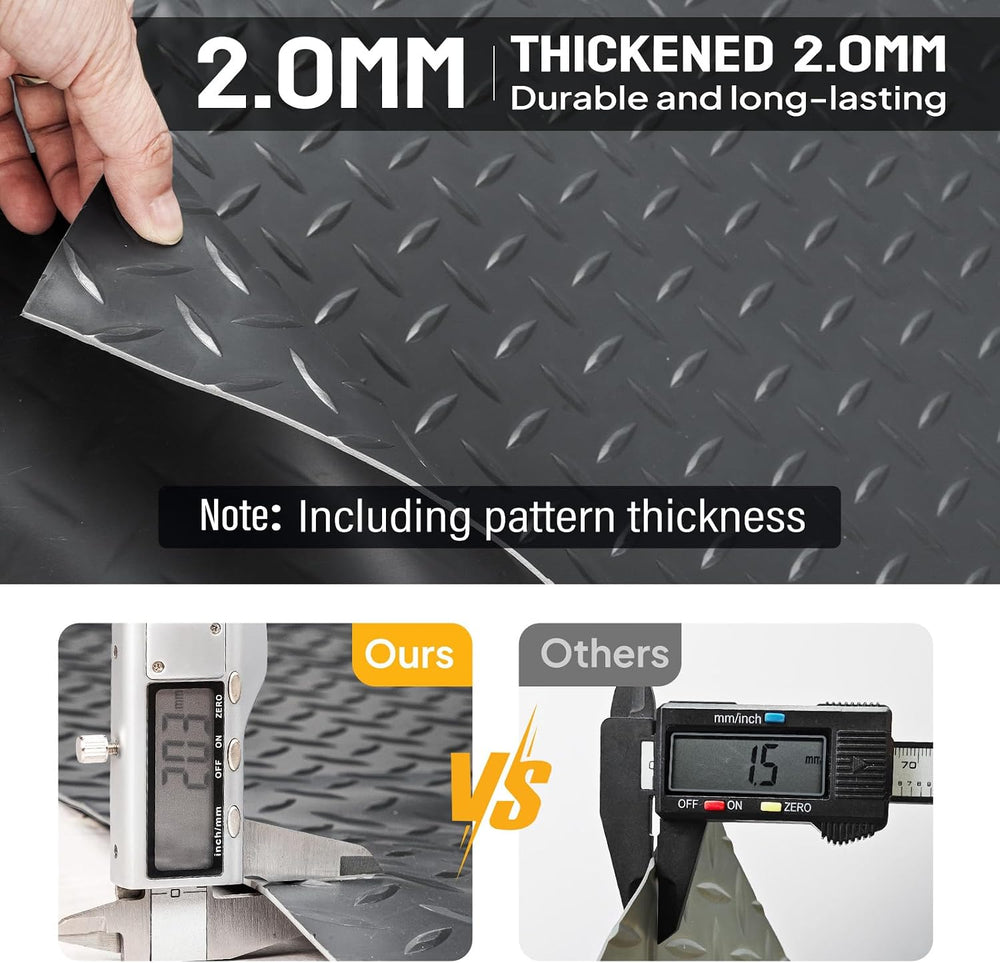 TUFFIOM 7.5 x 20 FT Garage Floor Mat, Thickened Diamond Plate PVC Garage Mats...