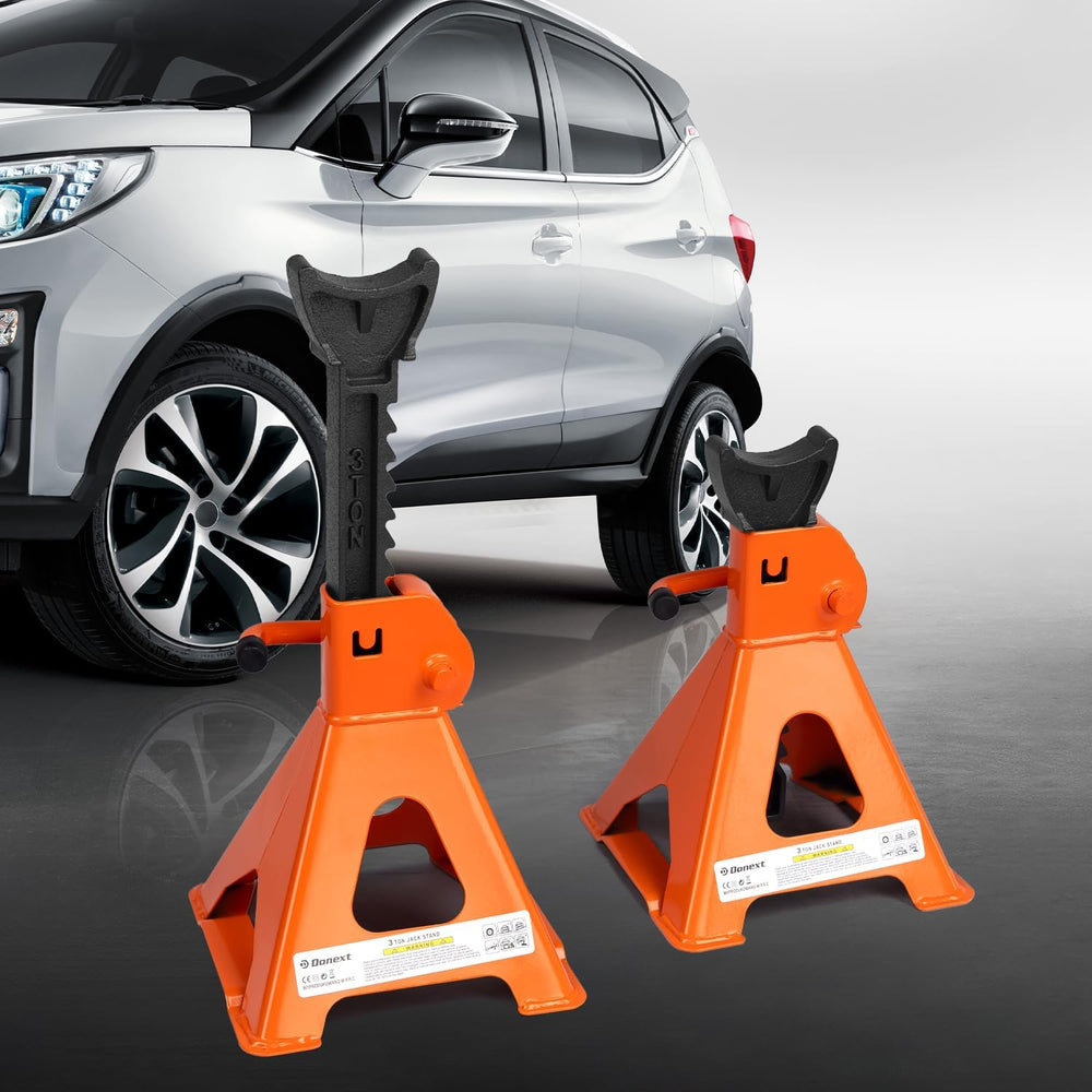Jack Stands 3 Ton (6,500 lb) Capacity Steel, 1 Pair Orange Lifting Stand Adju...
