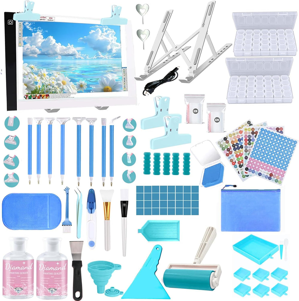 DNSGOOR 186Pcs Diamond Art Accessories Kit with A4 LED Light Pad