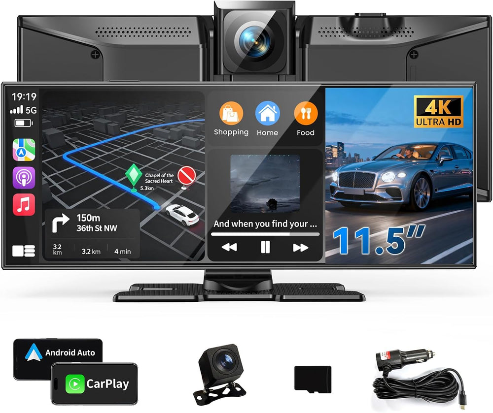 11.5" Wireless Carplay Screen for Car, Portable A pple Carplay & And...
