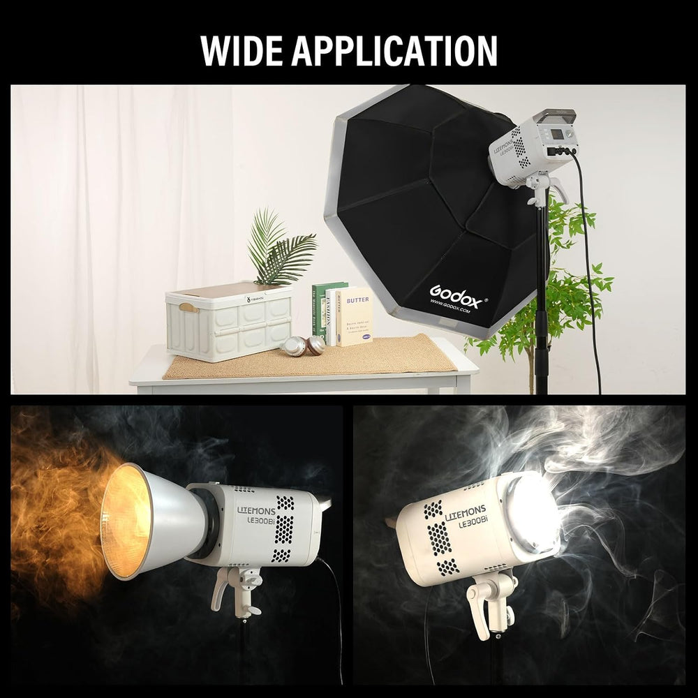 GODOX Litemons LE300Bi Kit, Godox Video Light Kit with Softbox Light Stand