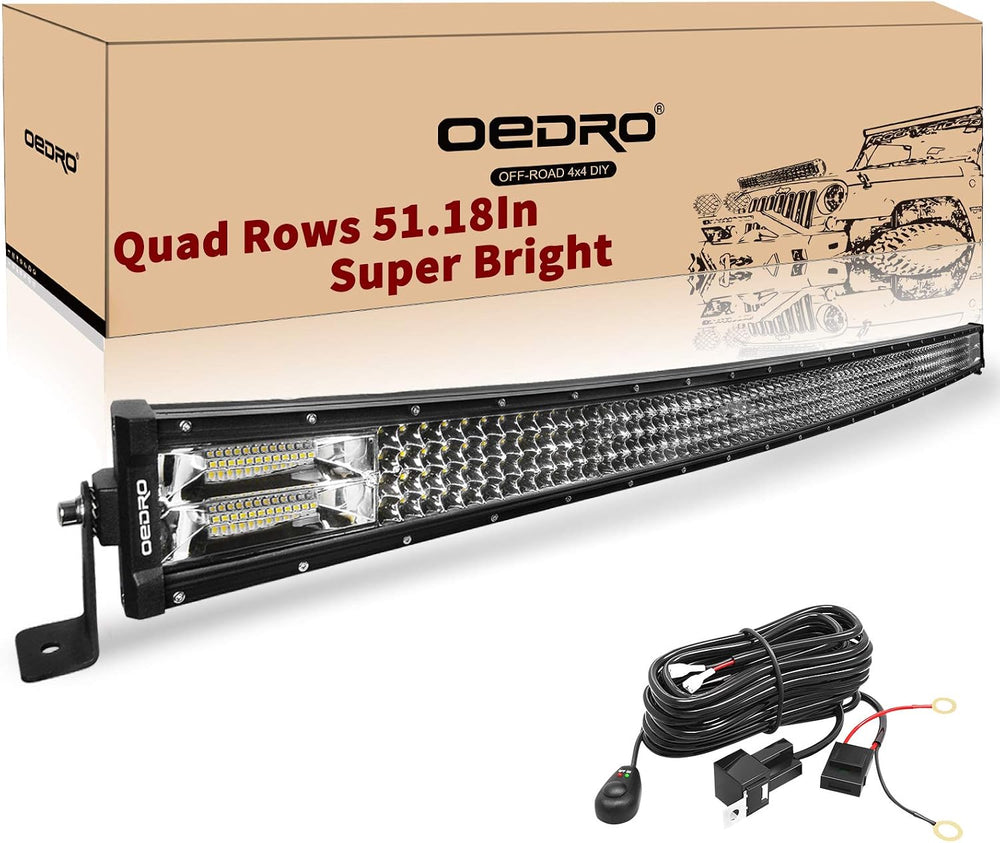 OEDRO 50 Inch 1483W Curved LED Light Bar with Wiring Harness Quad-Row