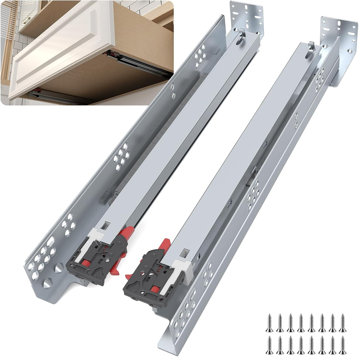 1 Pair 2 Pcs Concealed Soft Close Undermount Drawer Slides 12 Inch