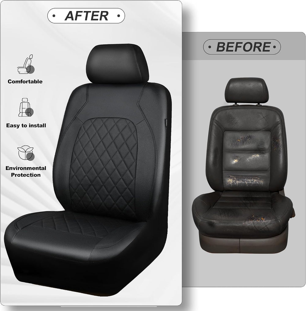 Universal Pu Leather Car Seat Covers Front Seats only, Airbag Compatible, Wat...