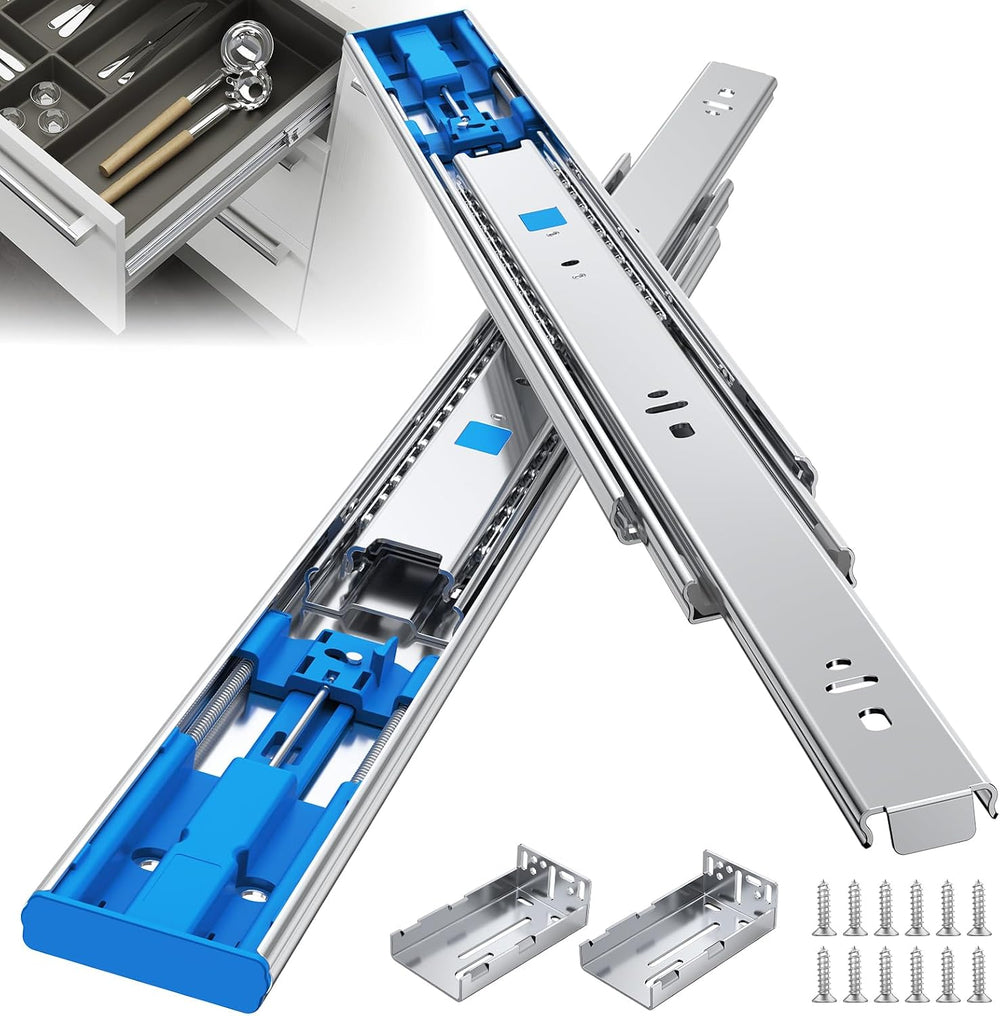Soft Close Full Extension Ball Bearing Drawer Slides with Rear Bracket 12/14/...