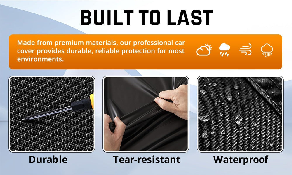 Small Car Cover Waterproof All Weather Protection with Silver Stripe Design,U...