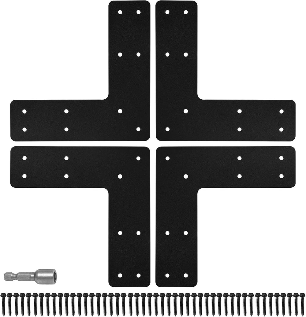 L Post Bracket 4PCS, 10x10'' L Flat Mending Plate for 4x4,6x6 Post