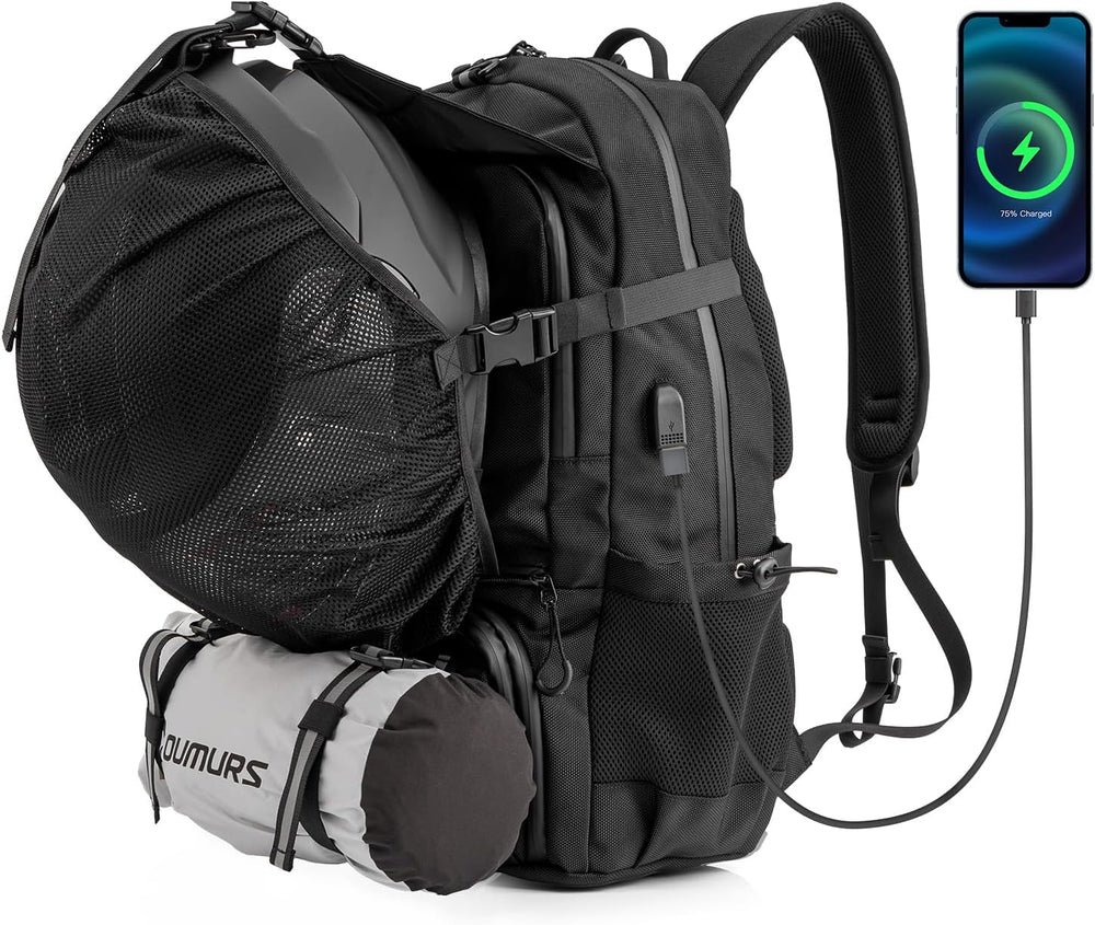 Oumurs 50L Motorcycle Helmet Backpack, Helmet Bag, Black