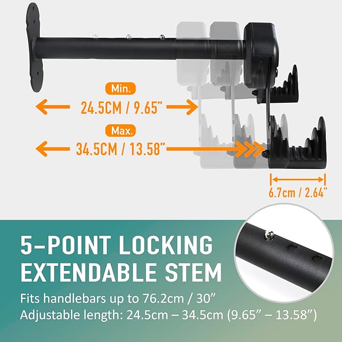 Buffalo Bike Wall Mount Rack – Adjustable Horizontal Indoor Hanger (2 Pack)