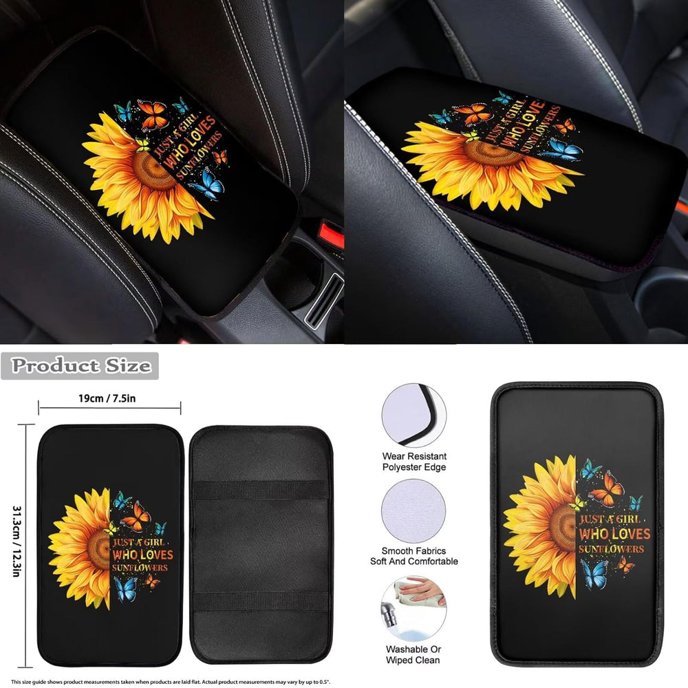 Sunflower Print Car Seat Cover Full Set for Men Women Auto Accessories Full S...
