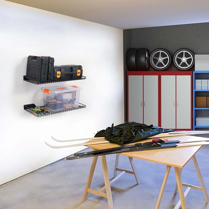 Wallmaster Heavy Duty Garage Wall Shelving 4 Pack 23.6"x11.8" Metal...