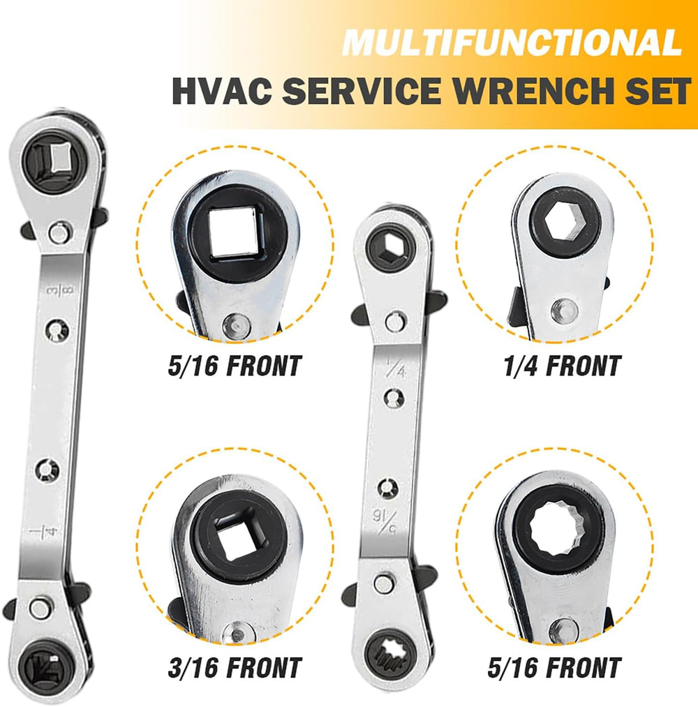 Valve Core Remover Installer Tool and HVAC Service Wrench Set with Hex Bit Ad...