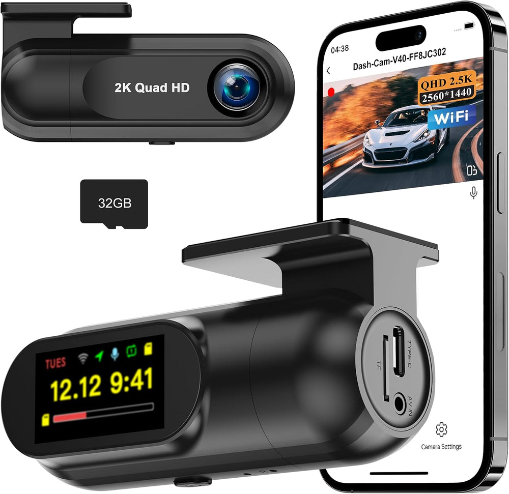 Dash Cam Front with 32G SD Card, CHORTAU 2K FHD Car Driving Recorder 1.47'...