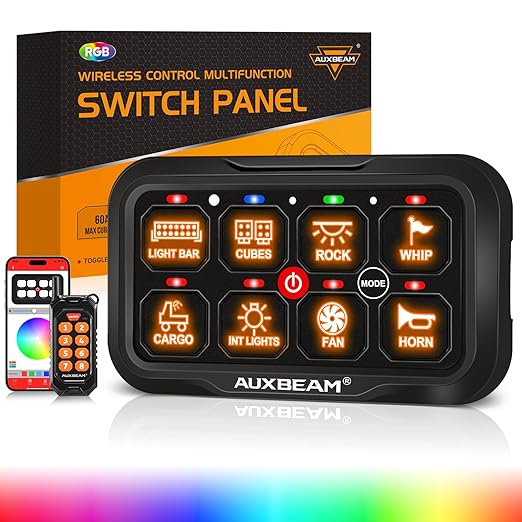Auxbeam 8 Gang Switch Panel AC-800 Bluetooth RGB Switch Pod