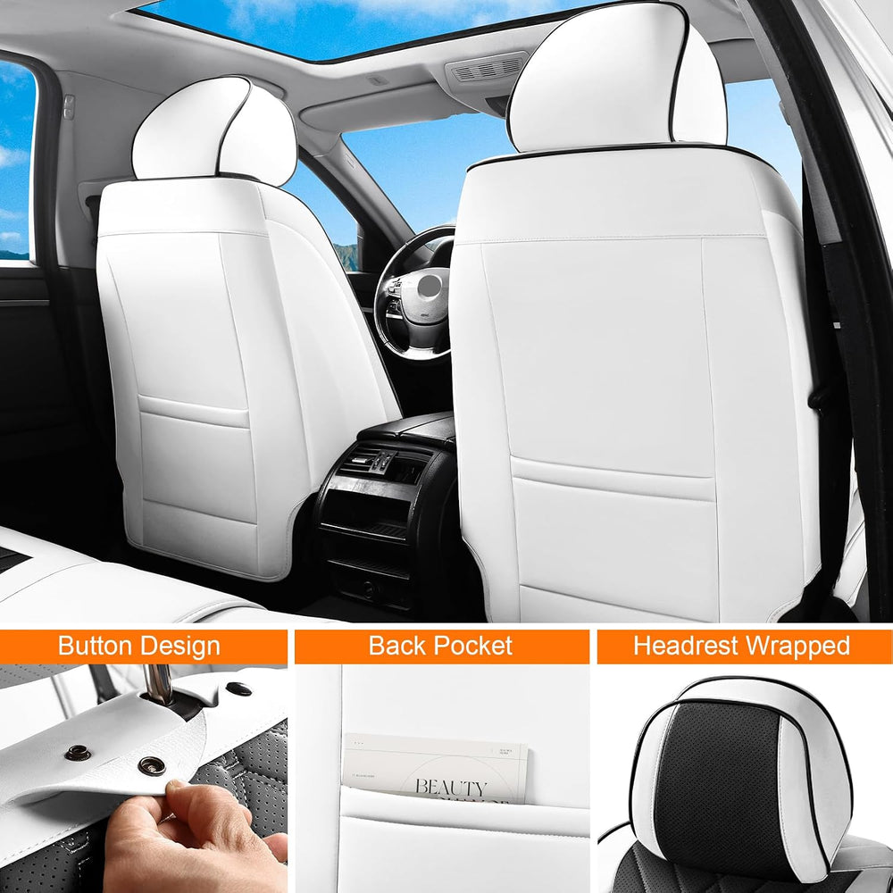 Black White Car Seat Covers Full Set Universal 5-Seater Full Wrap
