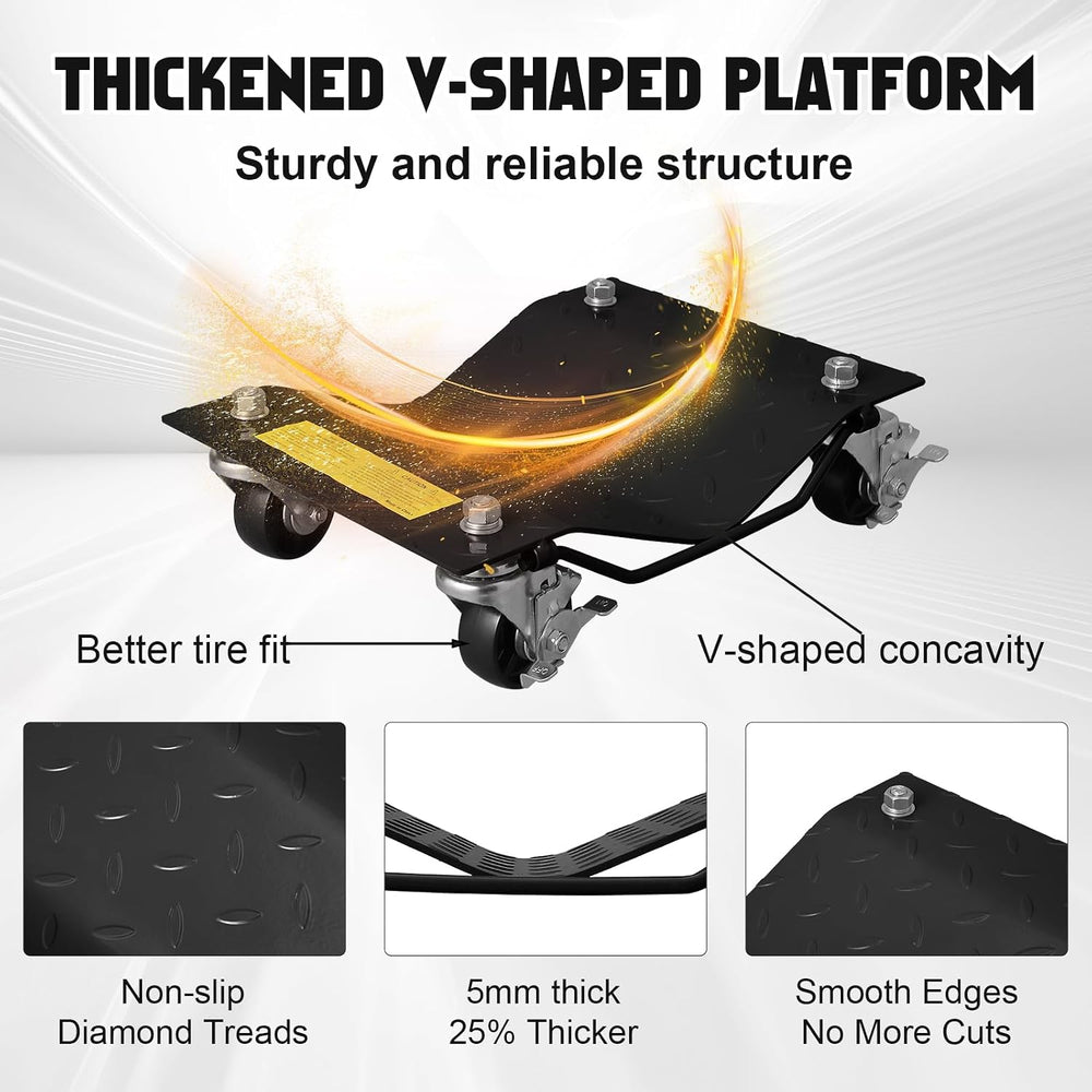 Wheel Dollies 4 Pack, 6000lbs Heavy Duty Car Skate Dollies with Brakes, Heavy...