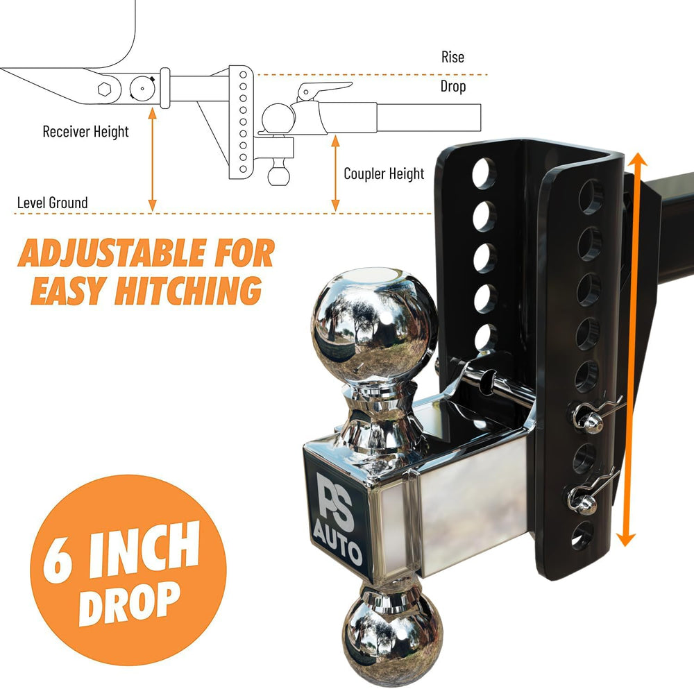 Adjustable Gooseneck Drawbar Trailer Hitch - 20,000 LBS, Fits 2 and 2-5/16 In...