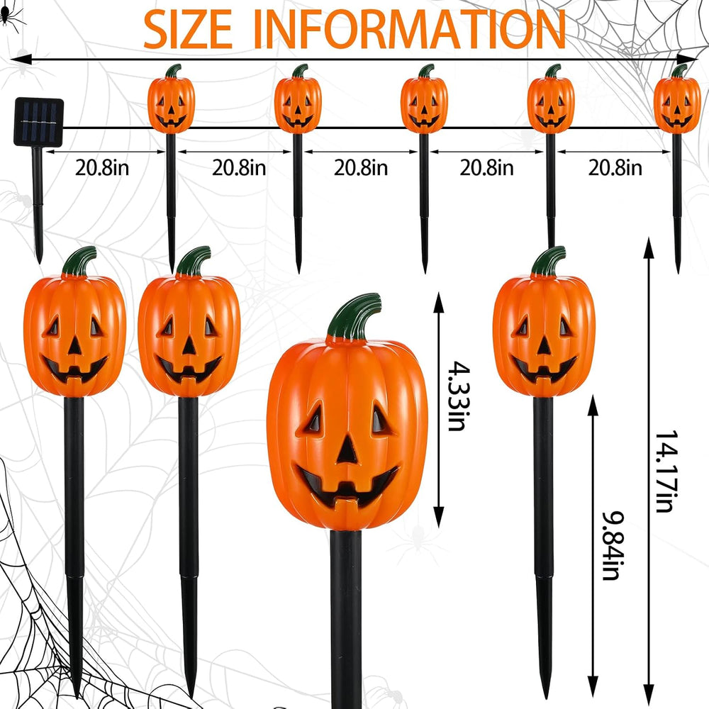 Retisee Halloween Pumpkin Pathway Markers Lights Solar Powered Pathway String...